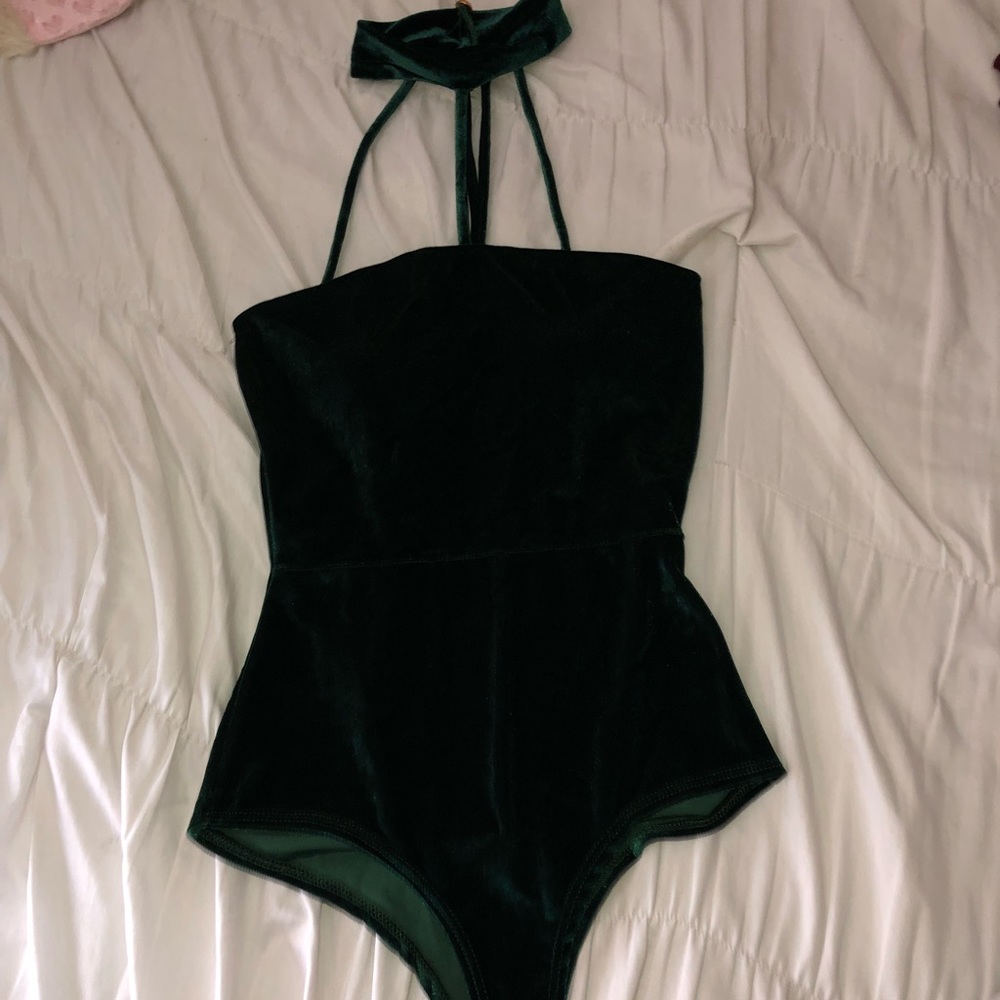 Green velvet bodysuit